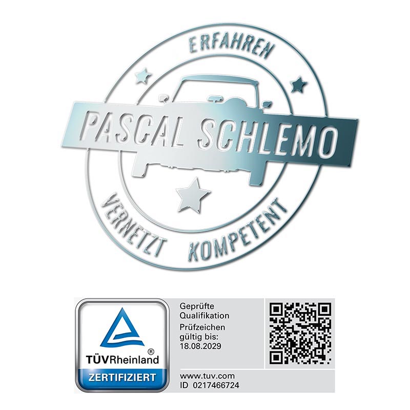 Siegel & TÜVRheinland Zertifikat SV Pascal Schlemo Gutachter in Lübeck